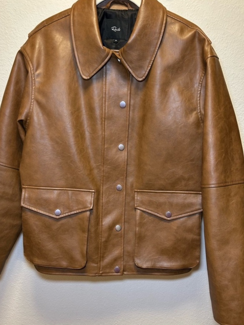 Rails Faux Leather Jacket in Cognac Brown
